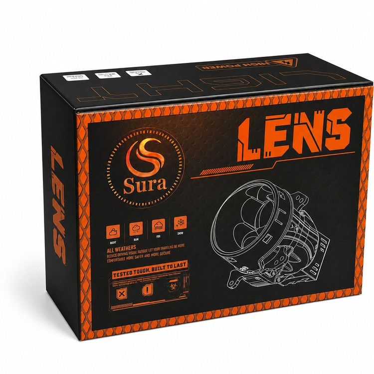 لنز سورا Q25 PRO 4300K سایز ۲.۵ اینچ | لنز Bi-LED نور آفتابی 45/55 وات با خط کات دقیق